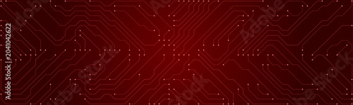 Red Circuit Board Pattern with Tiny White Dots on Dark Red Gradient Background technology electronic