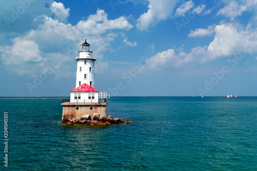Chicago lighthouse on a sunny summer day