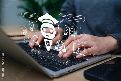Cuadro en lienzo AI education chatbot and online learning assistant concept