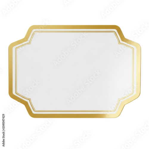 Elegant gold ornate vintage label frame over transparent background