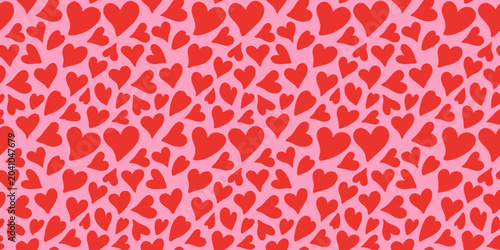 Photos Red hearts seamless pattern on pink background repeating romantic design