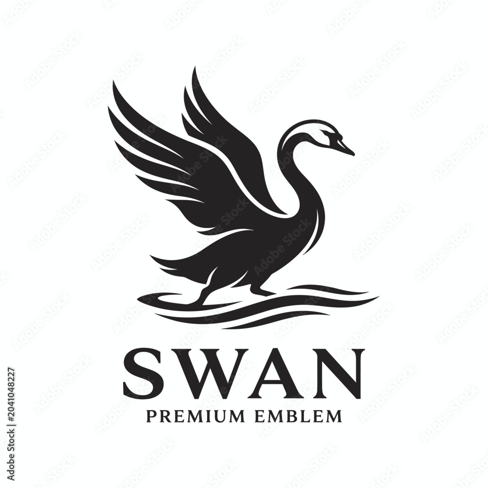 Fototapeta premium Premium swan emblem logo design.