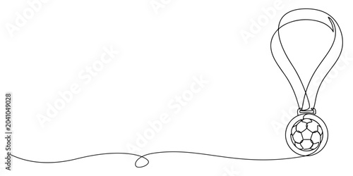Φωτογραφία Continuous line drawing of a football medal line art vector illustration