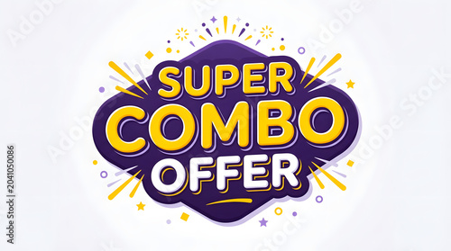 Super Combo Offer Promotional Badge with Bold Cartoon Typography