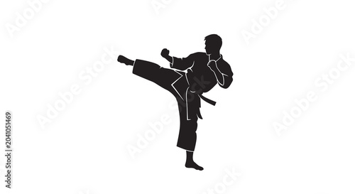 karate fighter silhouette on white background martial