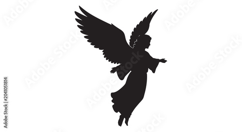 angel silhouette on white background winged figure