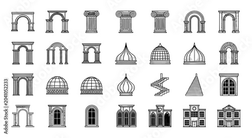 Bild auf Leinwand Various Architectural Domes and Archways.