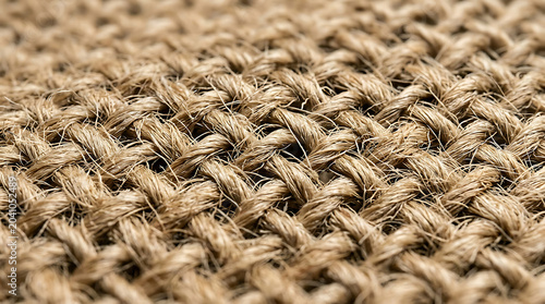 Extreme Macro Shot of Natural Woven Jute Fiber Texture Detailed Brown Burlap Rope Weave Background for Rustic and EcoFriendly Design Projects