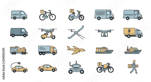Vászonkép Variety of delivery vehicles transport vehicles.