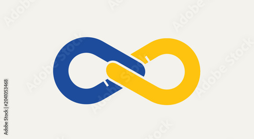 Blue and yellow infinity link symbol.