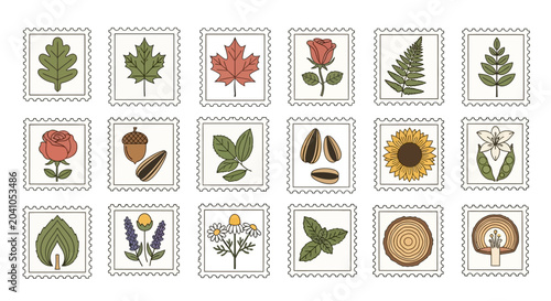 Cuadro en lienzo Variety of leaves and flowers collection.
