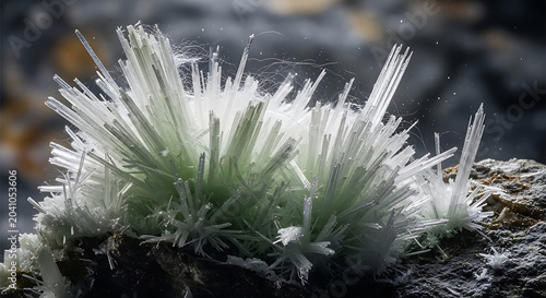 Macro photography of raw chrysotile asbestos mineral fibers showing the dangerous needlelike crystalline structure essential for remediation and safety education