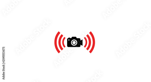 Foto Camera with red signal waves.