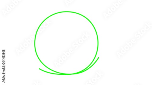 Set of circle, round, frame, buble, outline self drawing animation. Green line animated on white background. Copy space