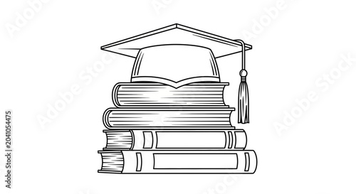 Foto Graduation Cap on Stack of Books - Education, Knowledge, Study, University, Grad