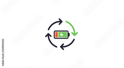 Photography Battery Charging Cycle Icon Symbol.