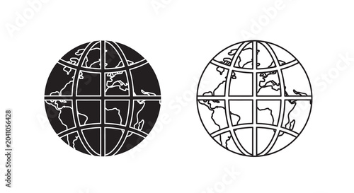 Schilderij op canvas globes with grid lines vector earth planet