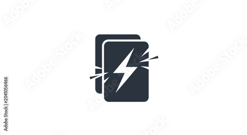 Photos Battery with lightning bolt symbol.