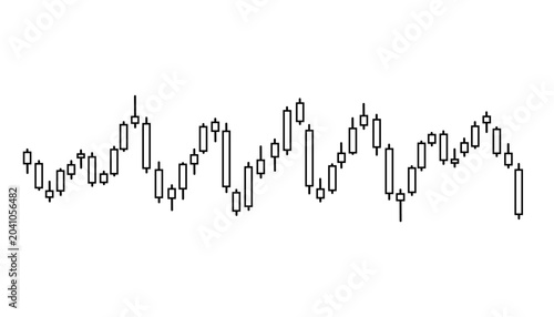 Konstfotografi Minimalist vector illustration of a financial candlestick chart pattern with black outlines