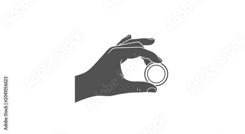 Картината върху платно Hand Holding Small Round Object.