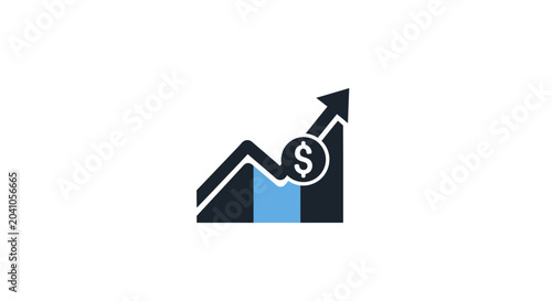 Tableau sur toile Black and blue graph with dollar.