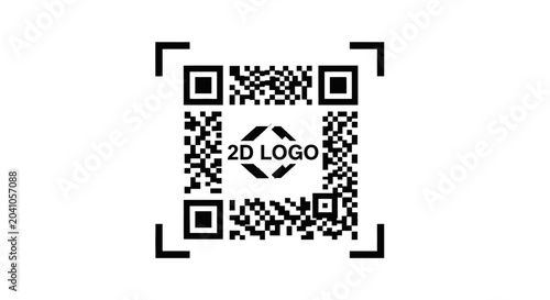 Billede på lærred Black and white QR code logo.