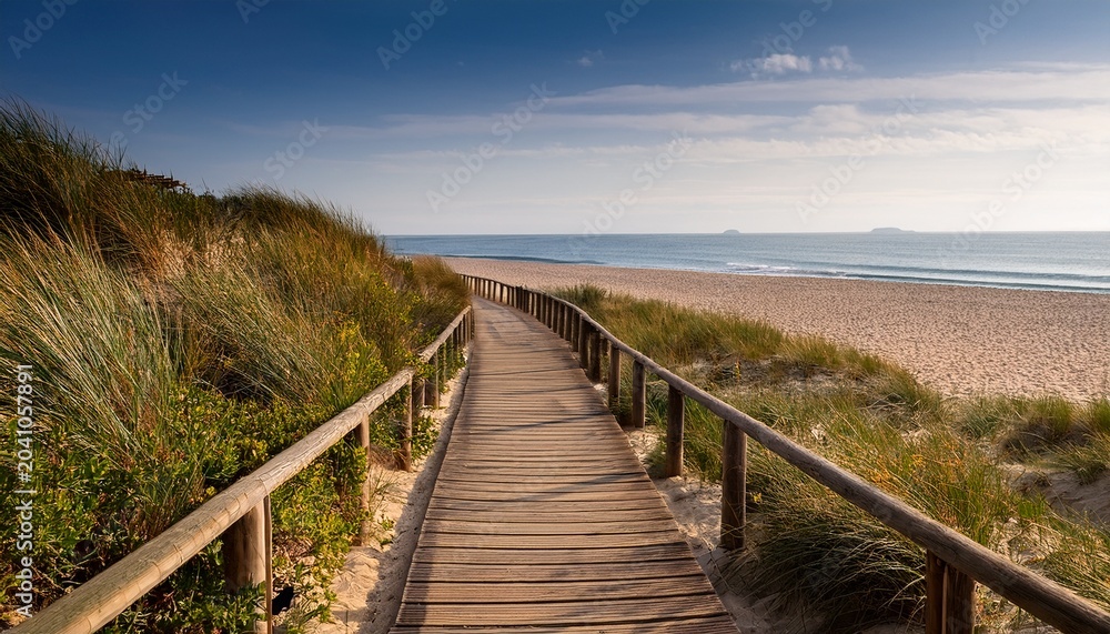 Obraz premium Wooden Path Leading To The Beach
