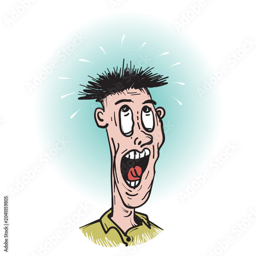 Fotografie Exaggerated Comic Face Illustration with Wide-Eyed Look