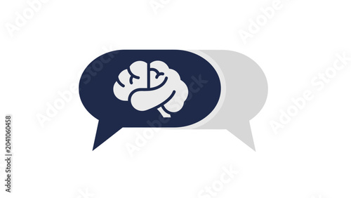 Photos Brain in speech bubble thinking.