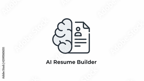 Foto Brain with resume document icon.