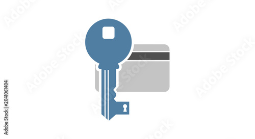 Fotografia Blue Key and Credit Card Symbol.