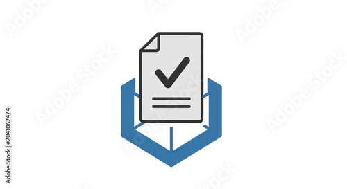 Foto Checklist Document Icon with Blue Shield.