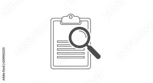 Quadro em tela Clipboard with magnifying glass on document.