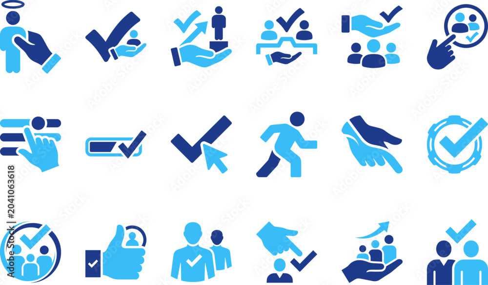 Fototapeta premium Human resources and management icons for recruitment selection and employee evaluation.