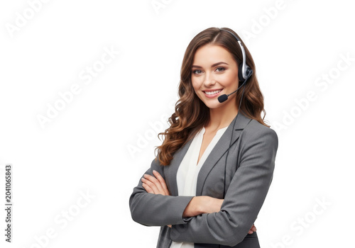 Confident businesswoman standing with arms crossed isolated on transparent background