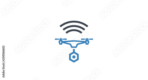 Canvas Print Drone with camera and signal.