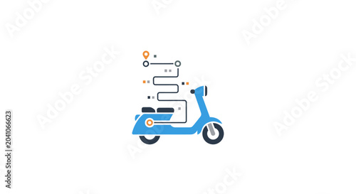 Fotografi Blue scooter with delivery box.