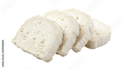 Εκτύπωση καμβά Slices of goat cheese isolated on transparent background, fresh and soft dairy product png