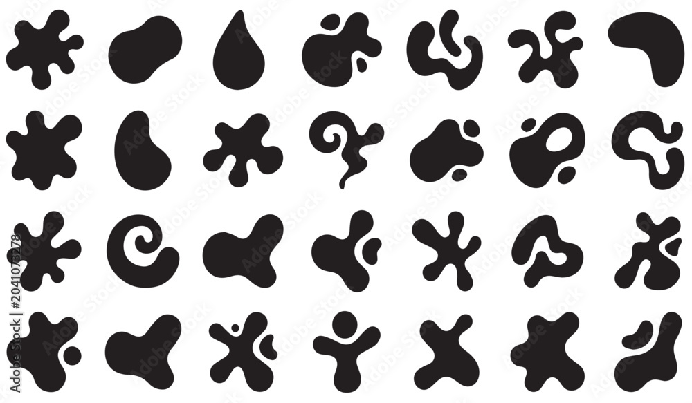 Fototapeta premium Bold Black Paint Splat and Cross Mark Abstract Vector Elements