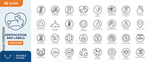 Картината върху платно Certifications and product label icon set