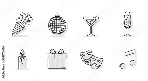 Tableau sur toile Party celebration icons and symbols.