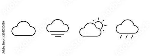 Tableau sur toile Clouds icons set. Vector set of line icons
