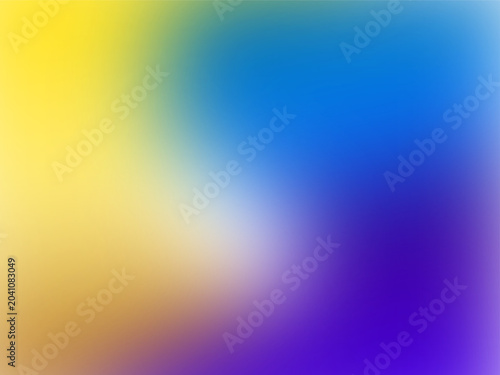 Abstract vibrant gradient background with smooth transitions of yellow, blue, and purple colors. Modern blurred color mesh texture for graphic design, web, and UI.