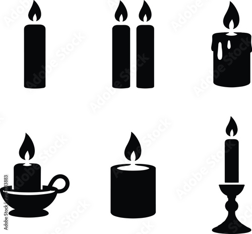 Fotografija Collection of single and multiple lit candles icons