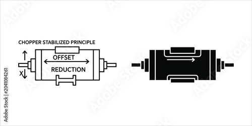 Foto Chopper stabilized principle diagram and black silhouette illustrating offset re