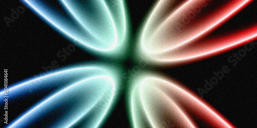 Abstract Neon Glowing Flower Vortex Background with Grainy Noise Texture