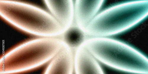 Abstract Neon Glowing Flower Background with Grainy Blur Gradient