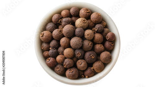 Konstfotografi Whole allspice berries in a white bowl