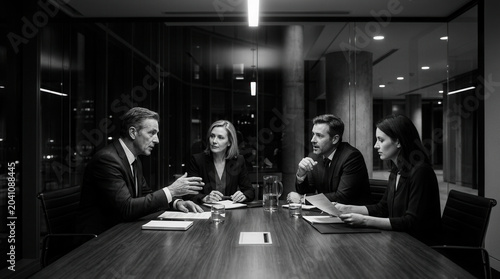 Executives In Formal Meeting Discussing Important Matters In Modern Office Setting