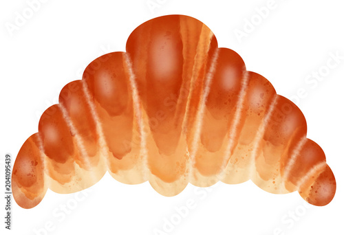 French croissant bakery dessert cartoon watercolor illustration